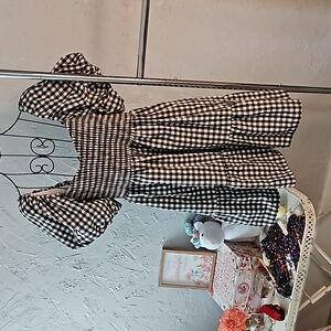 Crystal Doll black and white gingham smocked top baby doll dress. Size X…